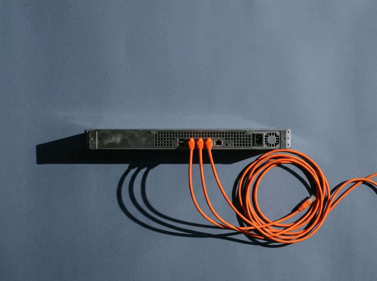 Replicated enterprise rack-mount server chassis on slate paper